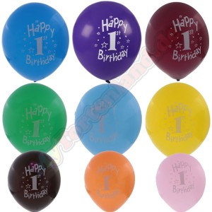 1 Jahr Happy Birthday Farbenmix Party Luft Ballon 10 Stück